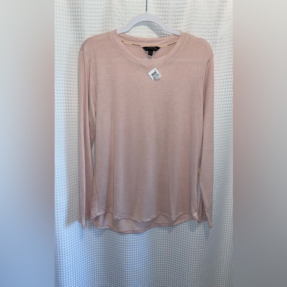 Women’s BANANA REPUBLIC light pink LUXESPUN CURVED-HEM TOP size Large NEW - Picture 3 of 15